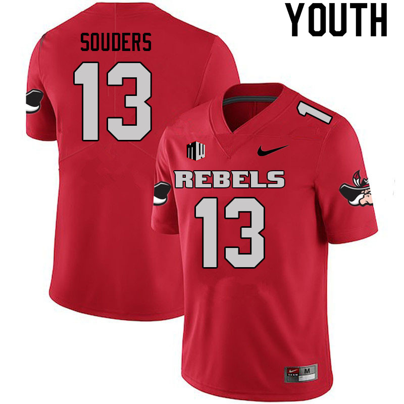 Youth #13 Kalvin Souders UNLV Rebels College Football Jerseys Sale-Scarlet - Click Image to Close